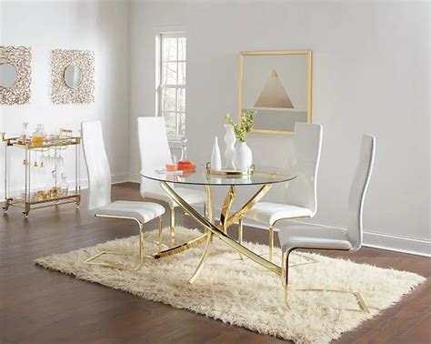 chanel dining set|Chanel II Round Glass & Gold Dining Set .